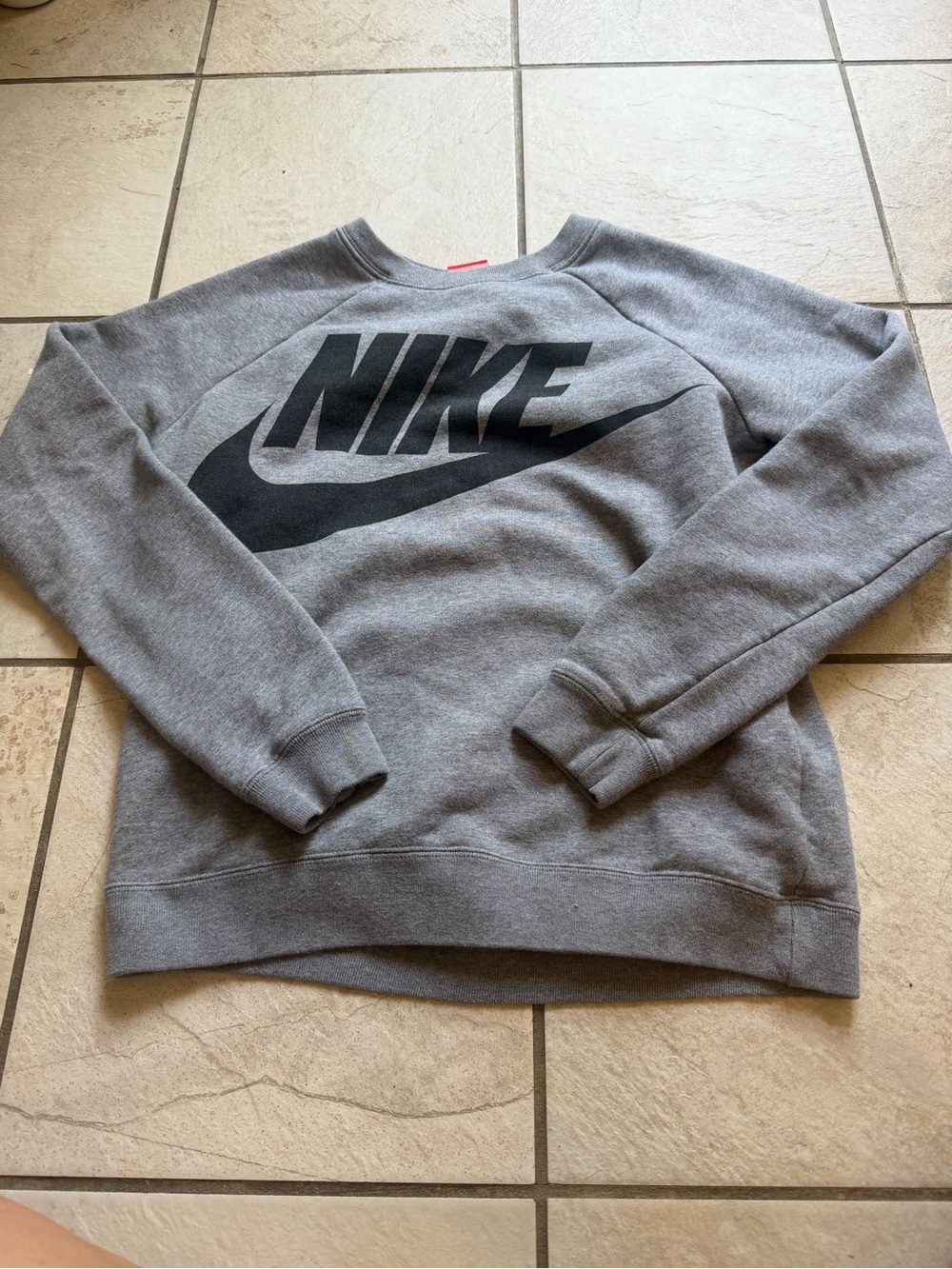 Nike Gray Crewneck Sweatshirt with Black Swoosh Logo